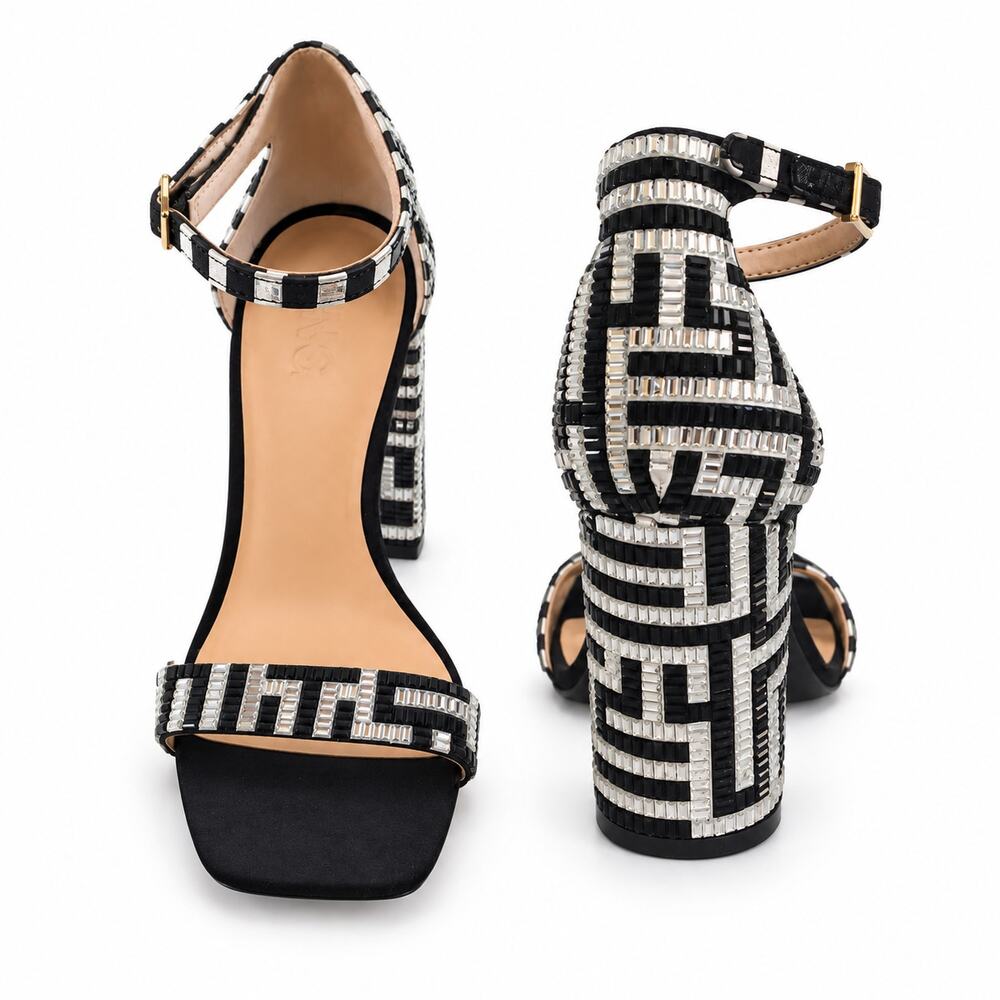 INC International Concepts Size 11 Rhinestone Block Heel Ankle Strap Sandals